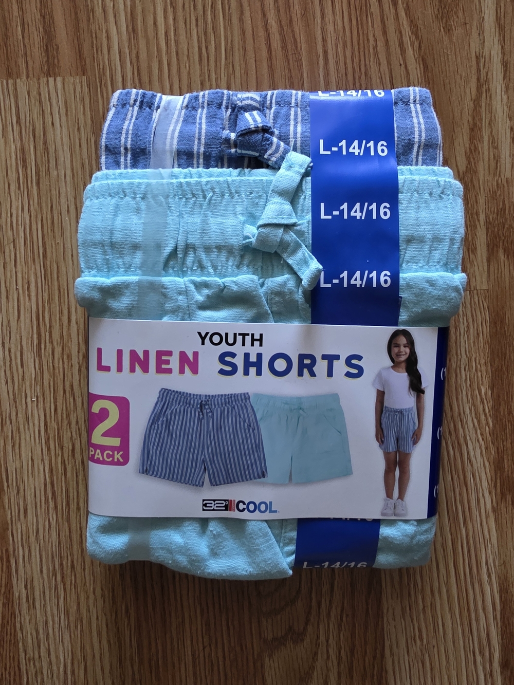 Youth Linen Shorts 2-Pack - Light Blue & Blue Stripe